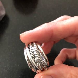 David Yurman Wide Criss Cross Sterling Silver Ring